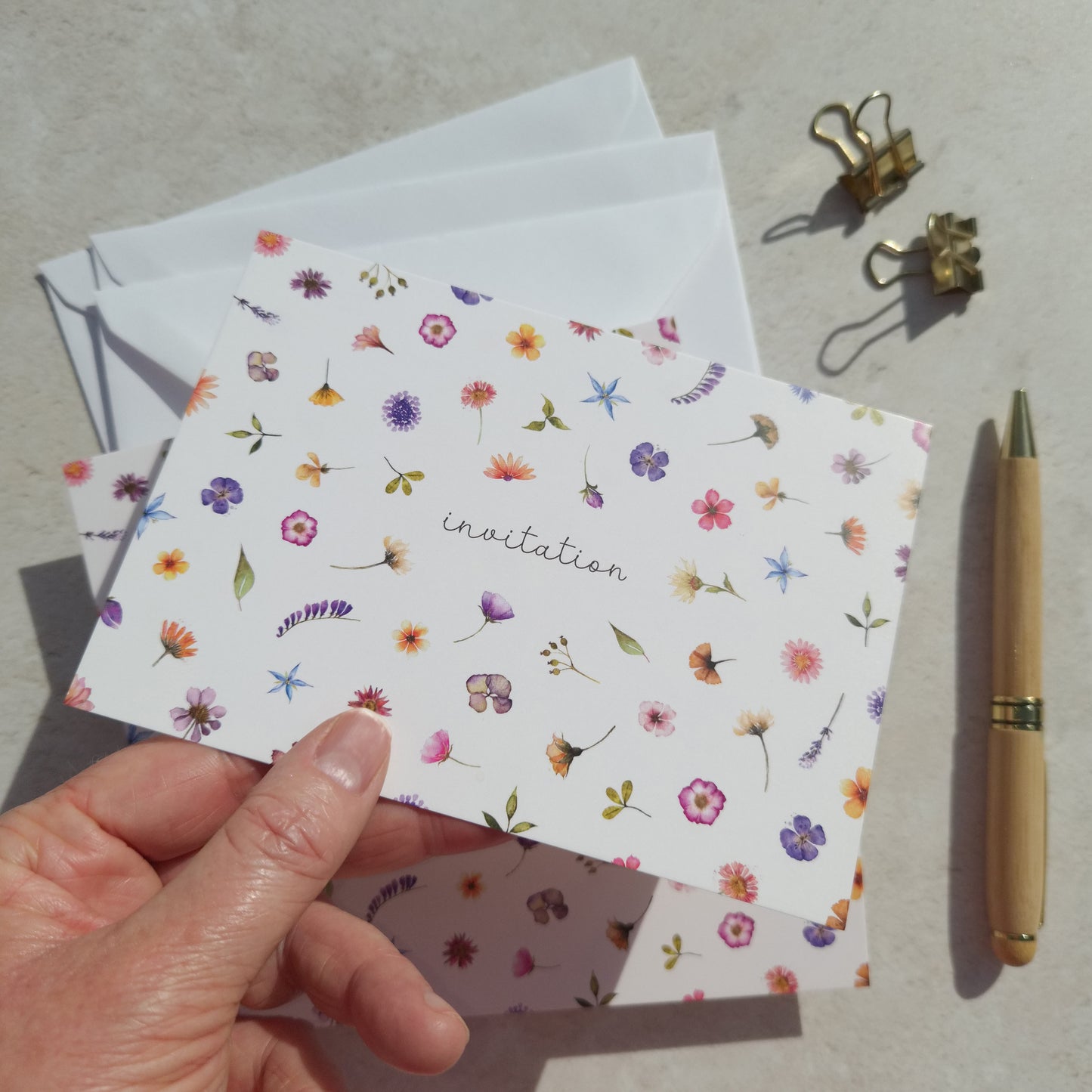 10 x Pressed Wildflowers Ready To Write Invitations