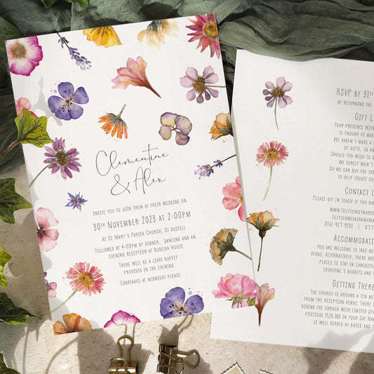 Pressed Flowers A5 Invitation