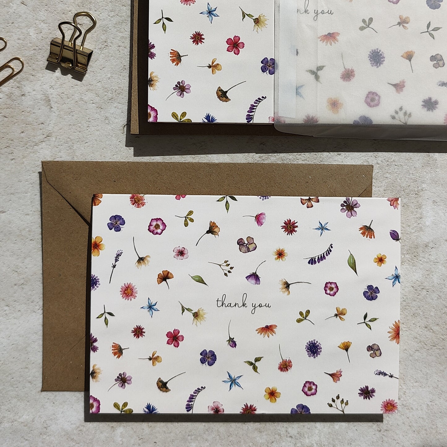 Pressed Wildflowers Thank You Cards