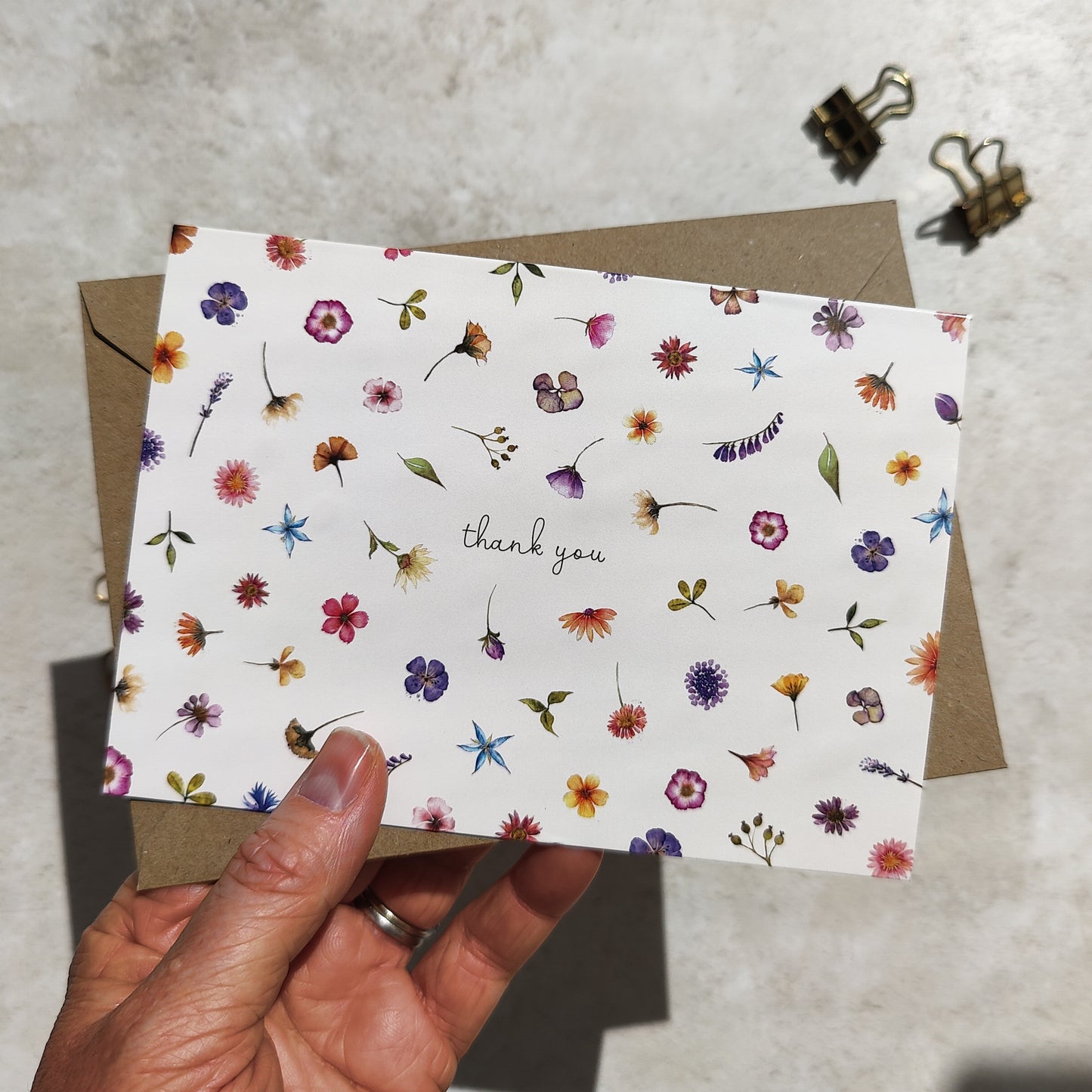 Pressed Wildflowers Thank You Cards