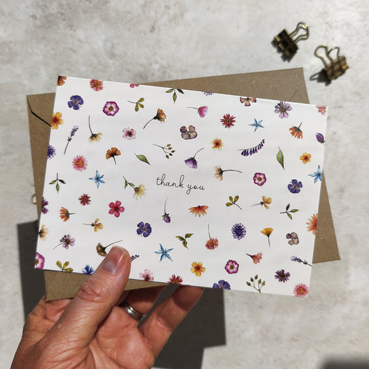 Pressed Wildflowers Thank You Cards