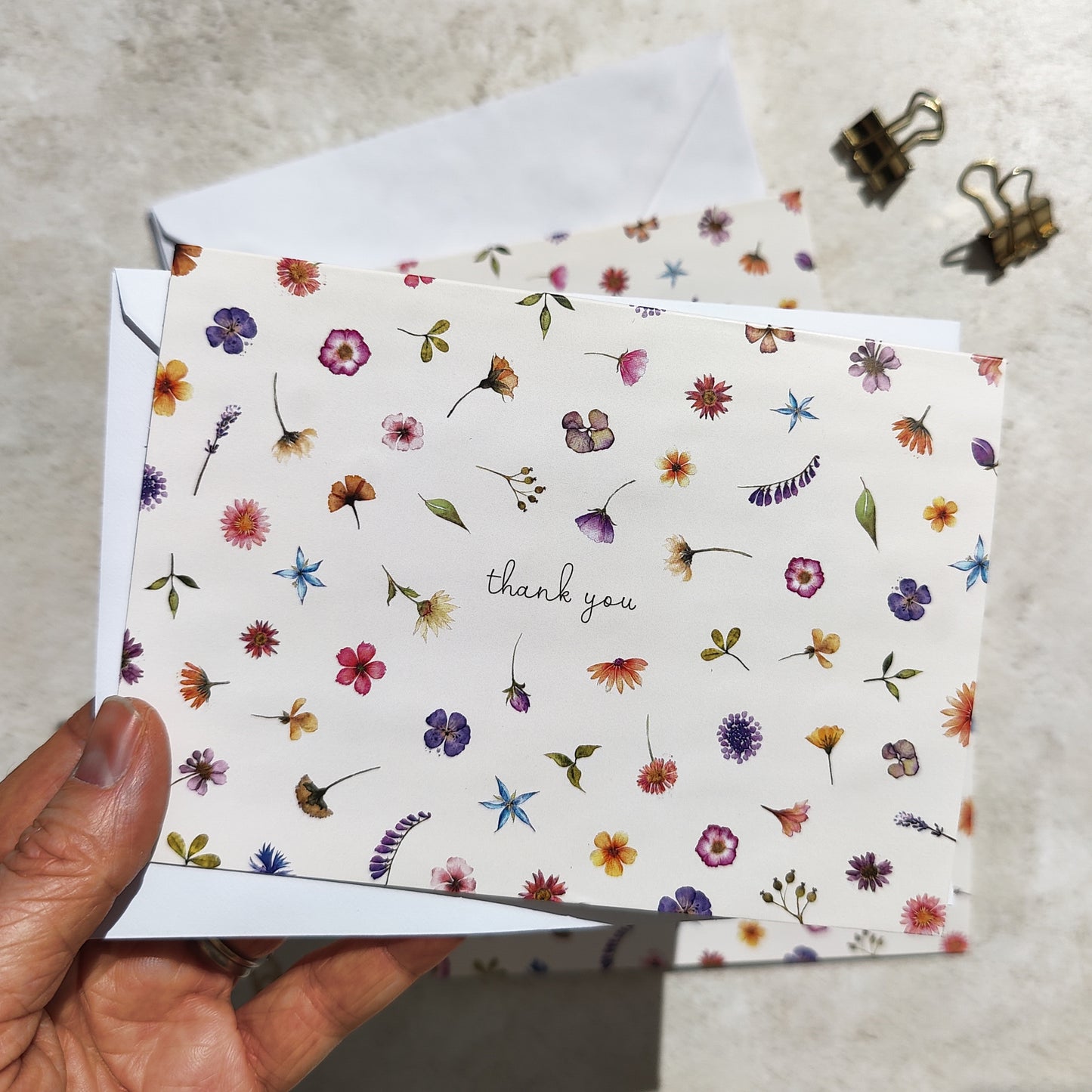 Pressed Wildflowers Thank You Cards
