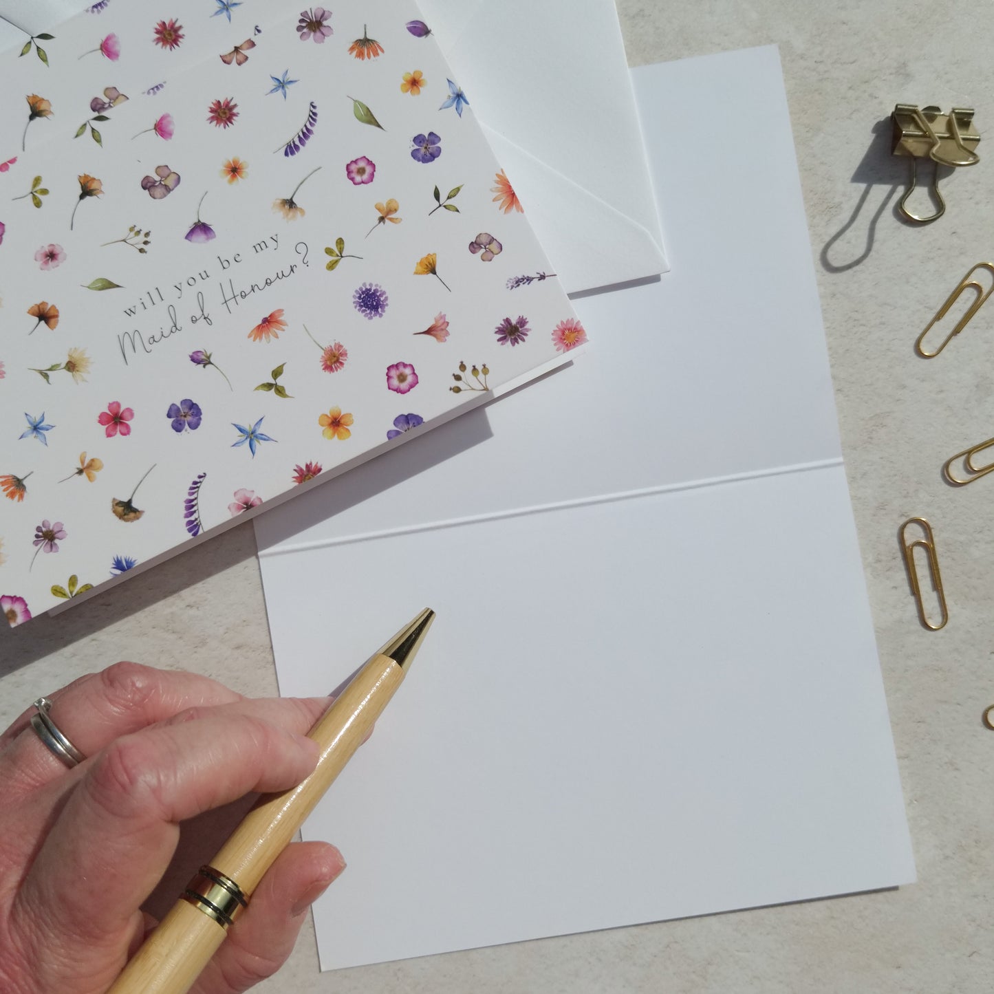 Pressed Wildflowers Bridesmaid Cards