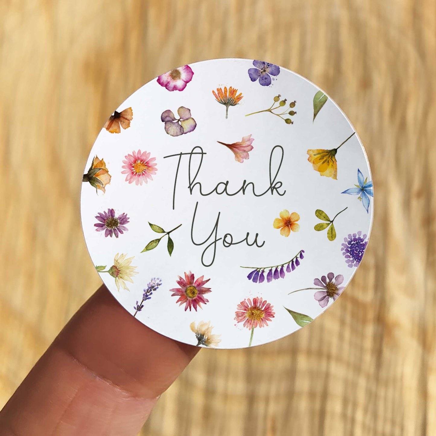 Pressed Wildflowers Thank You Stickers (35 stickers)