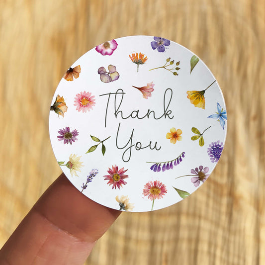 Pressed Wildflowers Thank You Stickers (35 stickers)