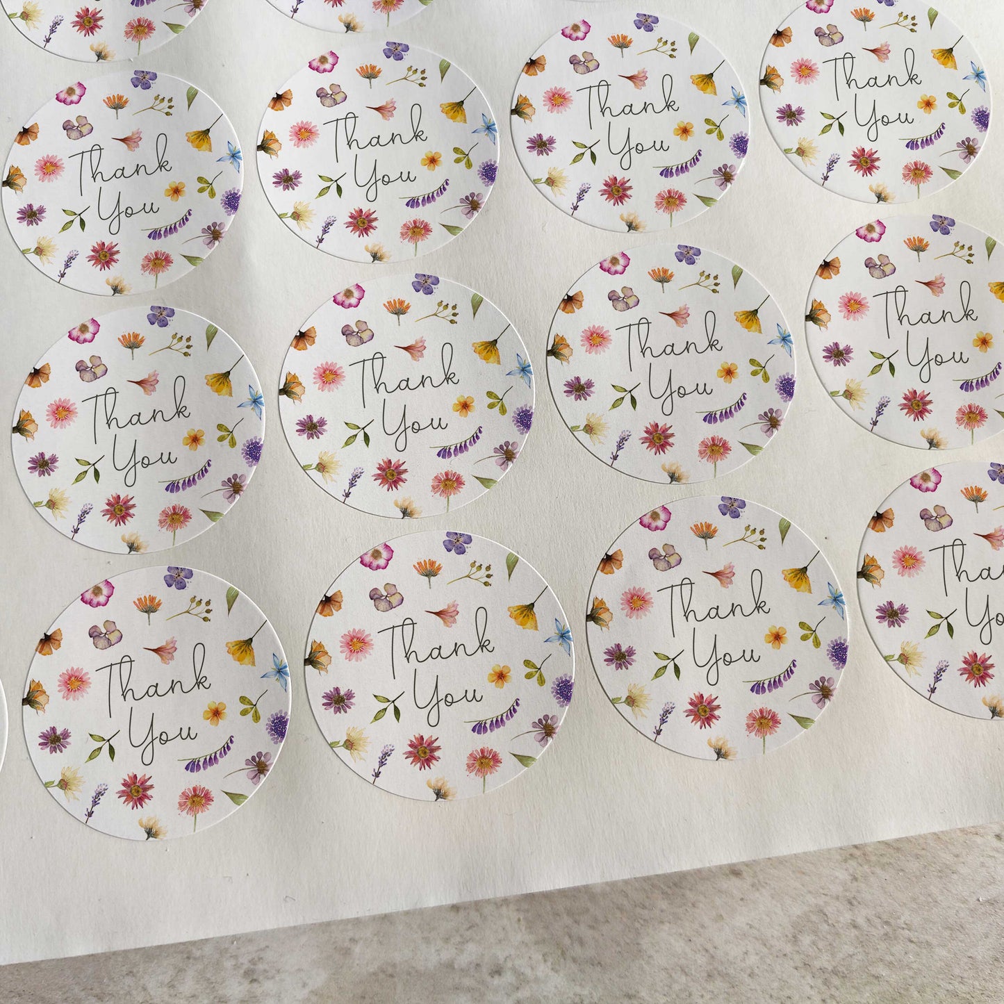 Pressed Wildflowers Thank You Stickers (35 stickers)