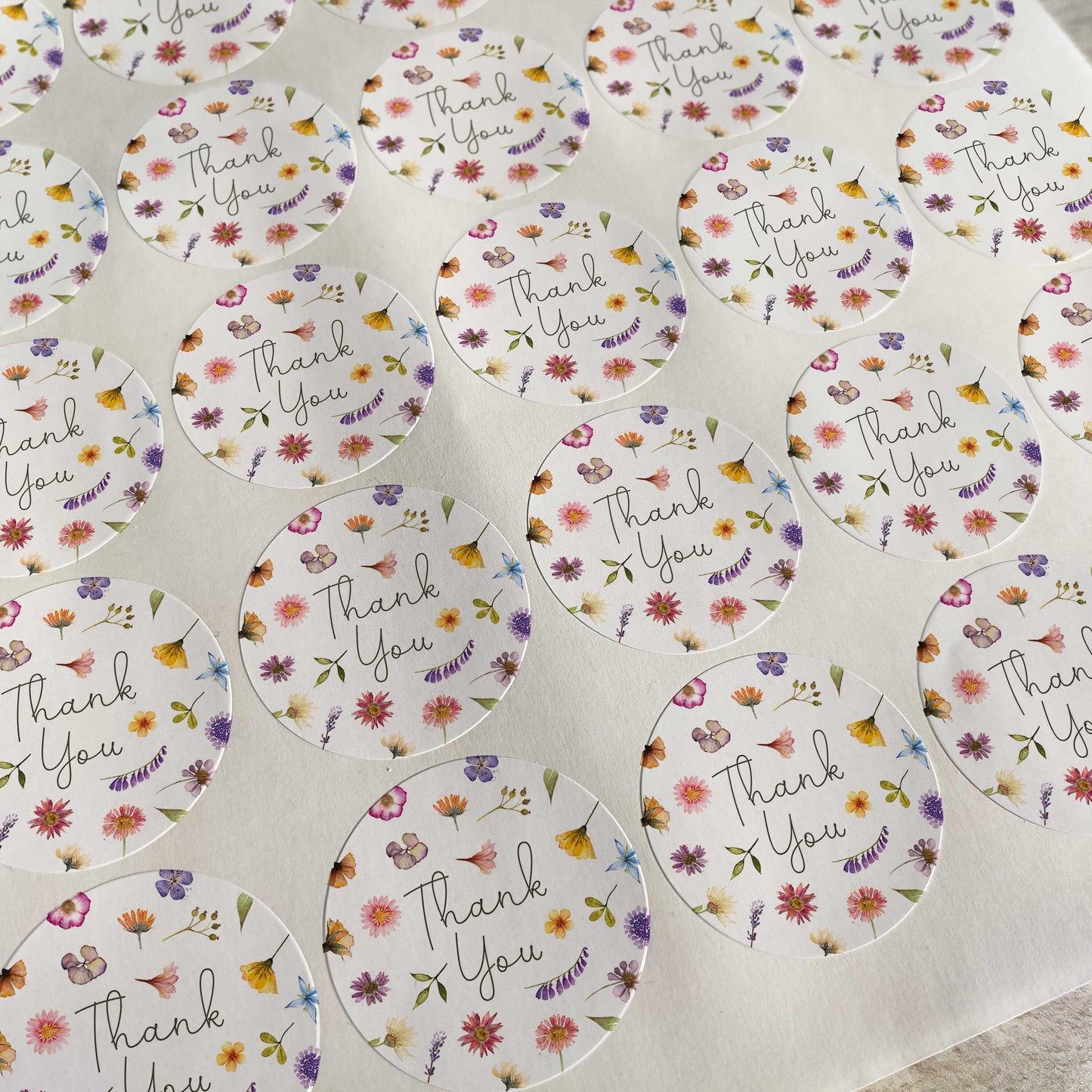 Pressed Wildflowers Thank You Stickers (35 stickers)