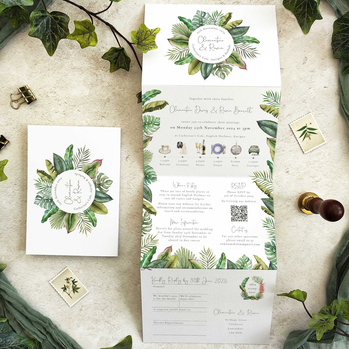 Rainforest Concertina Invitation