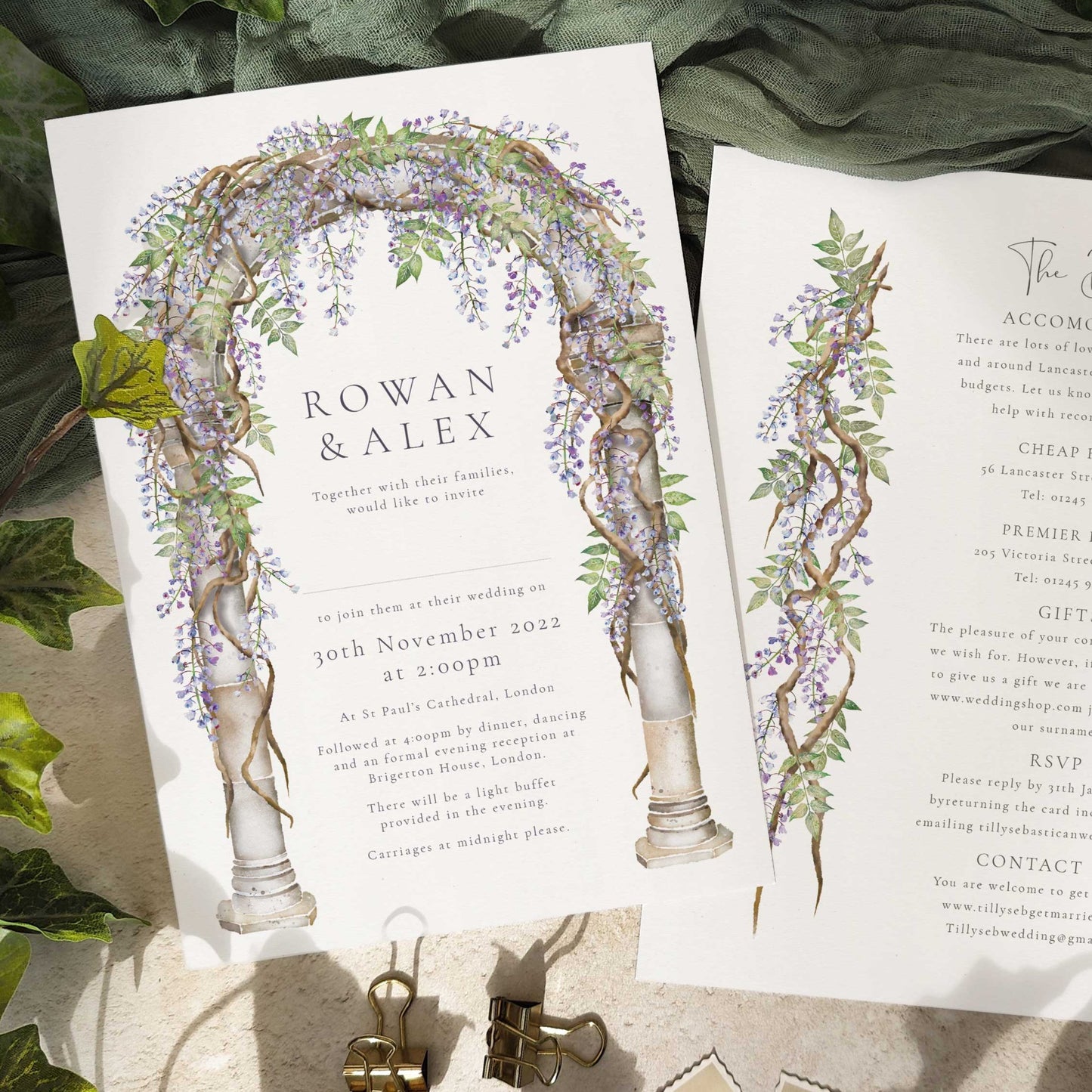 Regency Wisteria A5 Invitation