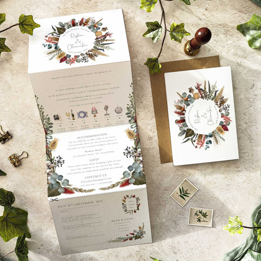 Dried Flowers Concertina Invitation