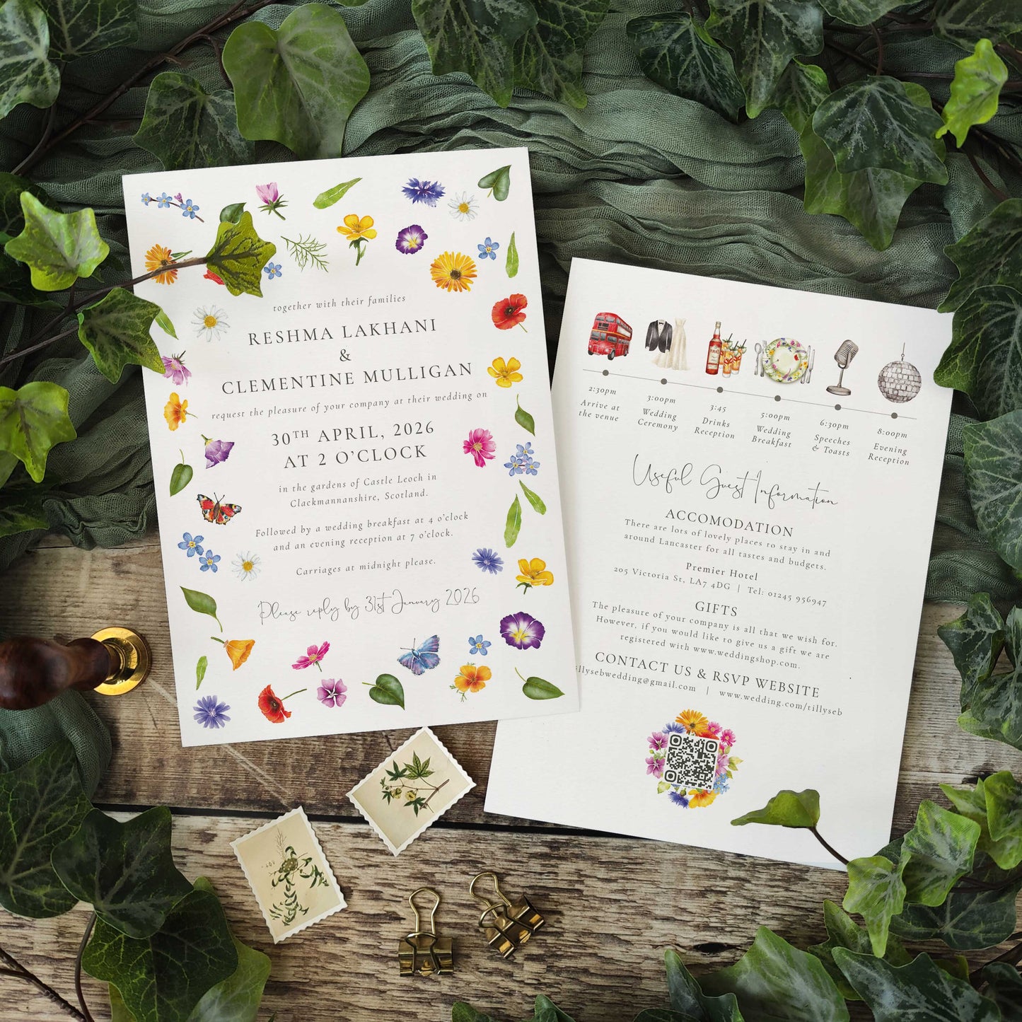 Wildflower Meadow Scatter Wedding Invitation