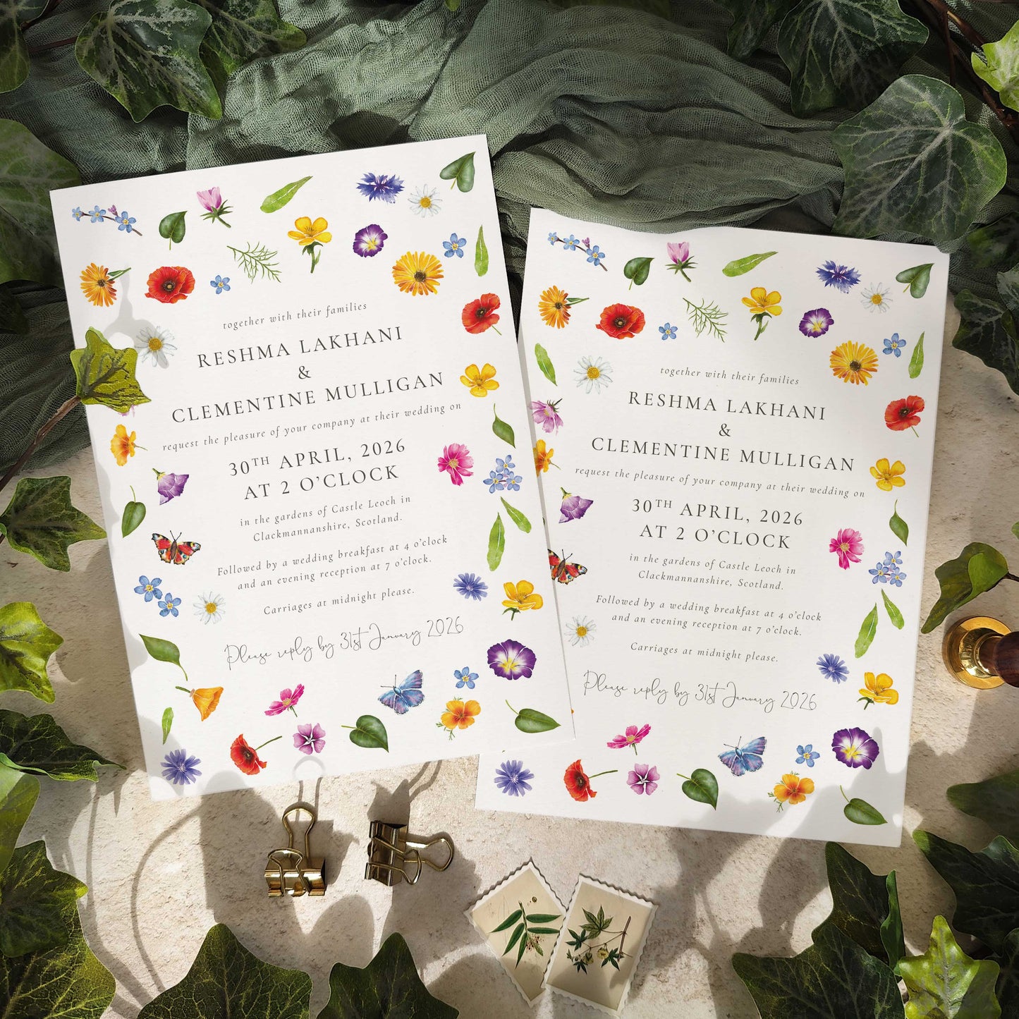 Wildflower Meadow Scatter Wedding Invitation