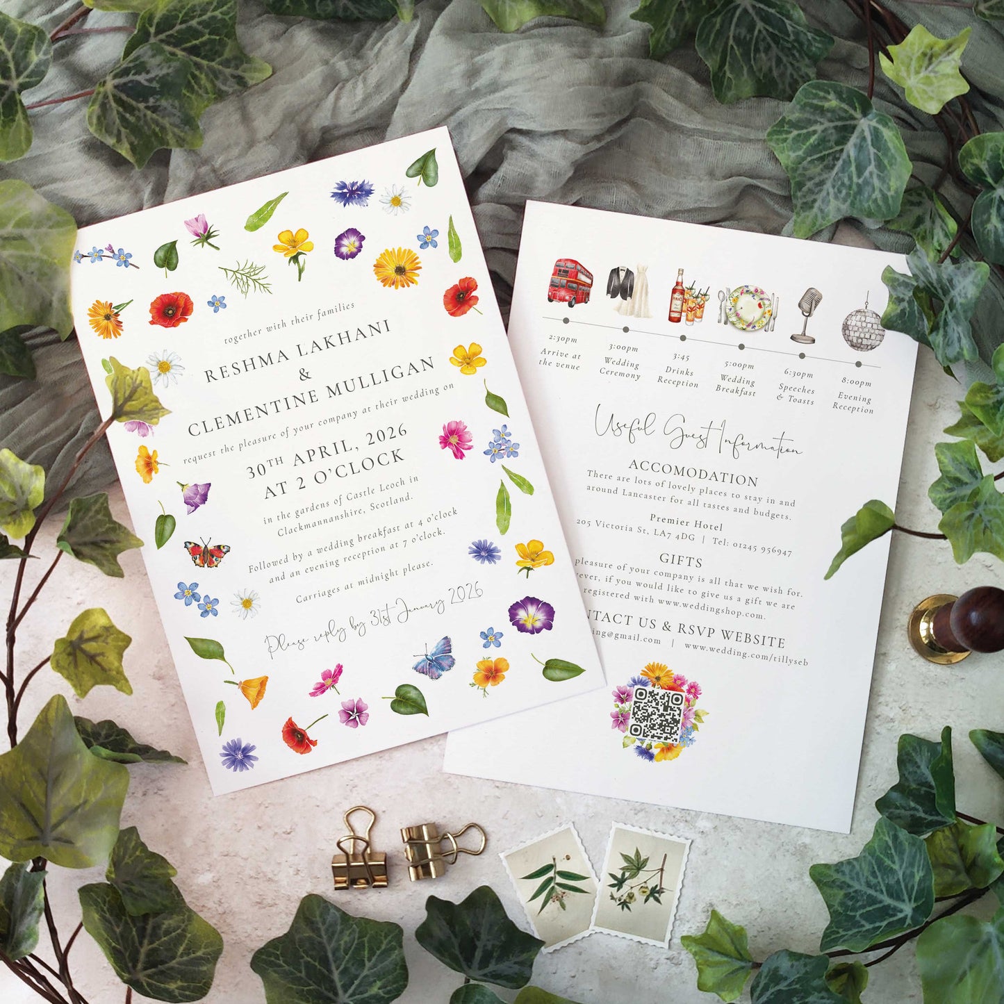 Wildflower Meadow Scatter Wedding Invitation