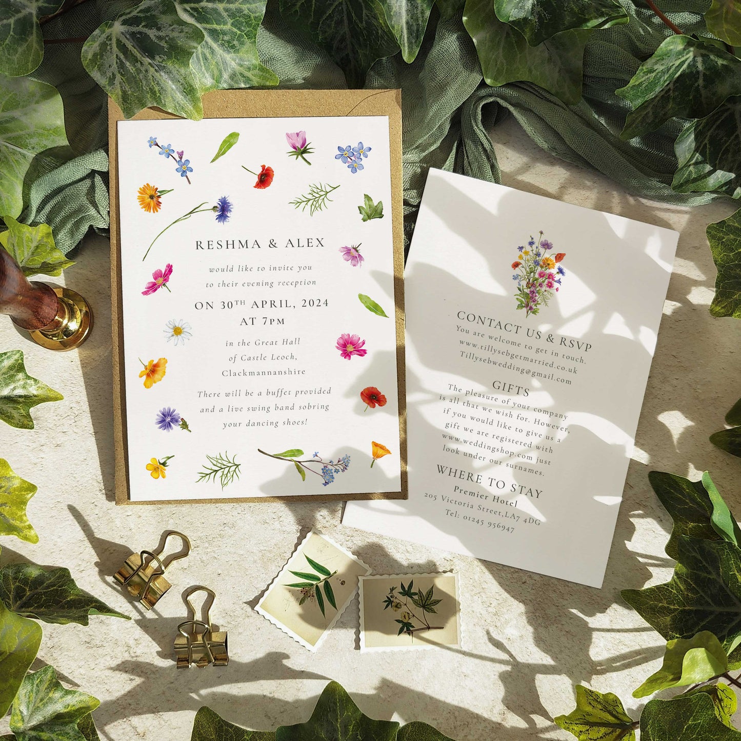 Wildflower Meadow Scatter Evening Wedding Invitation