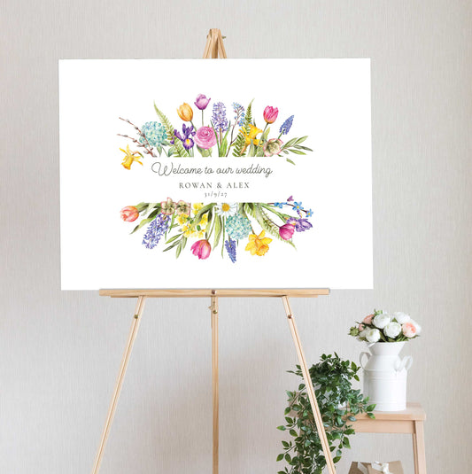 Spring Flowers Welcome Sign Digital File