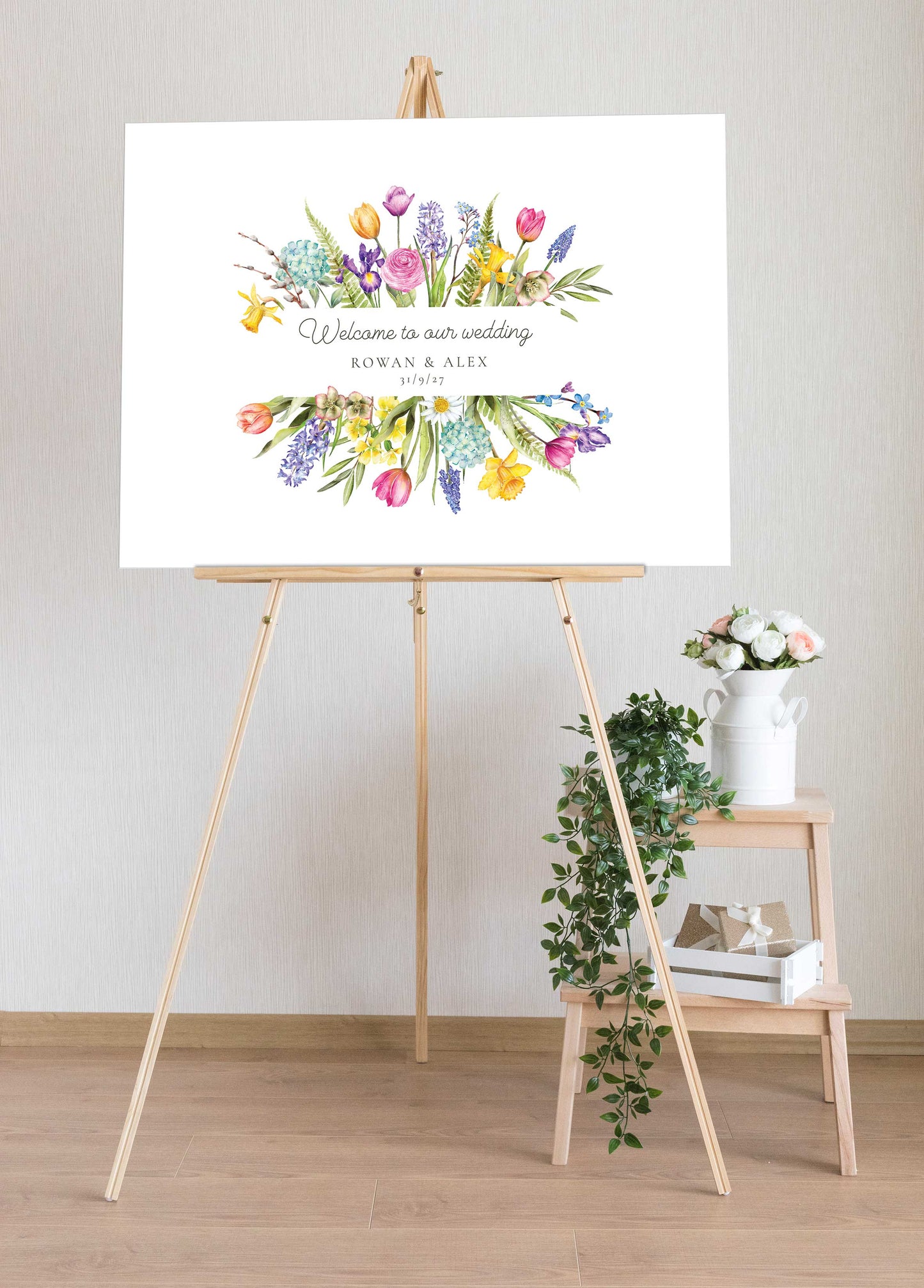 Spring Flowers Welcome Sign Digital File