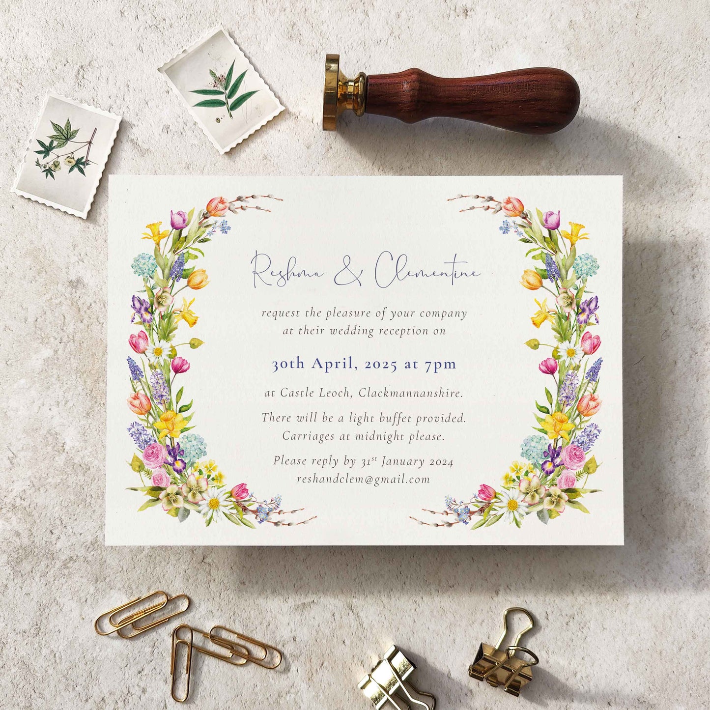 Spring Flowers Landscape Evening Invitation