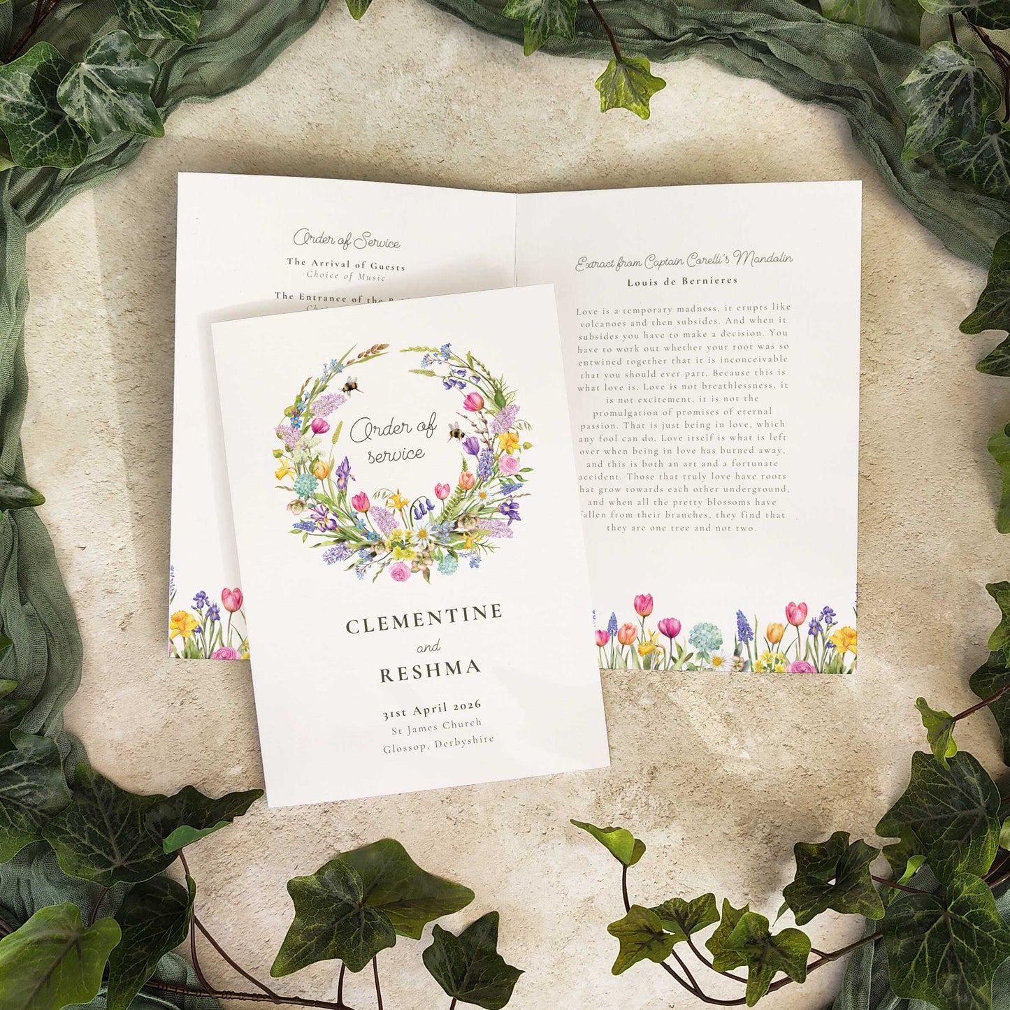 Spring Flowers Order of Service Program Digital File