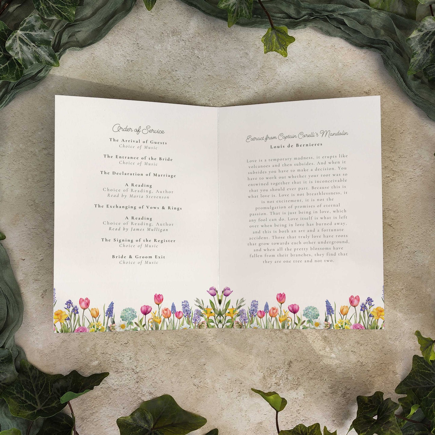 Spring Flowers Order of Service Program Digital File