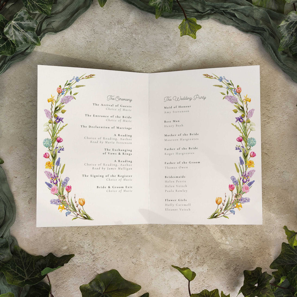 Spring Flowers Order of Service Program Digital File – Paper Willow