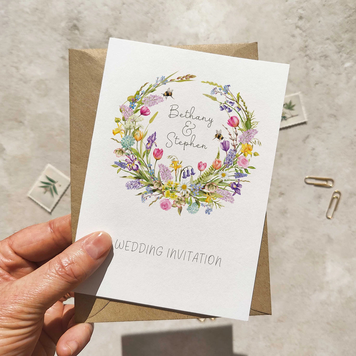 Spring Invitation Paper Spring Flowers Folded A6 Invitation – Paper Willow