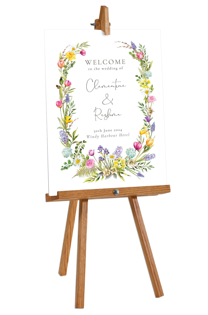 Spring Flowers Welcome Sign/ Wedding Timeline Board – Paper Willow