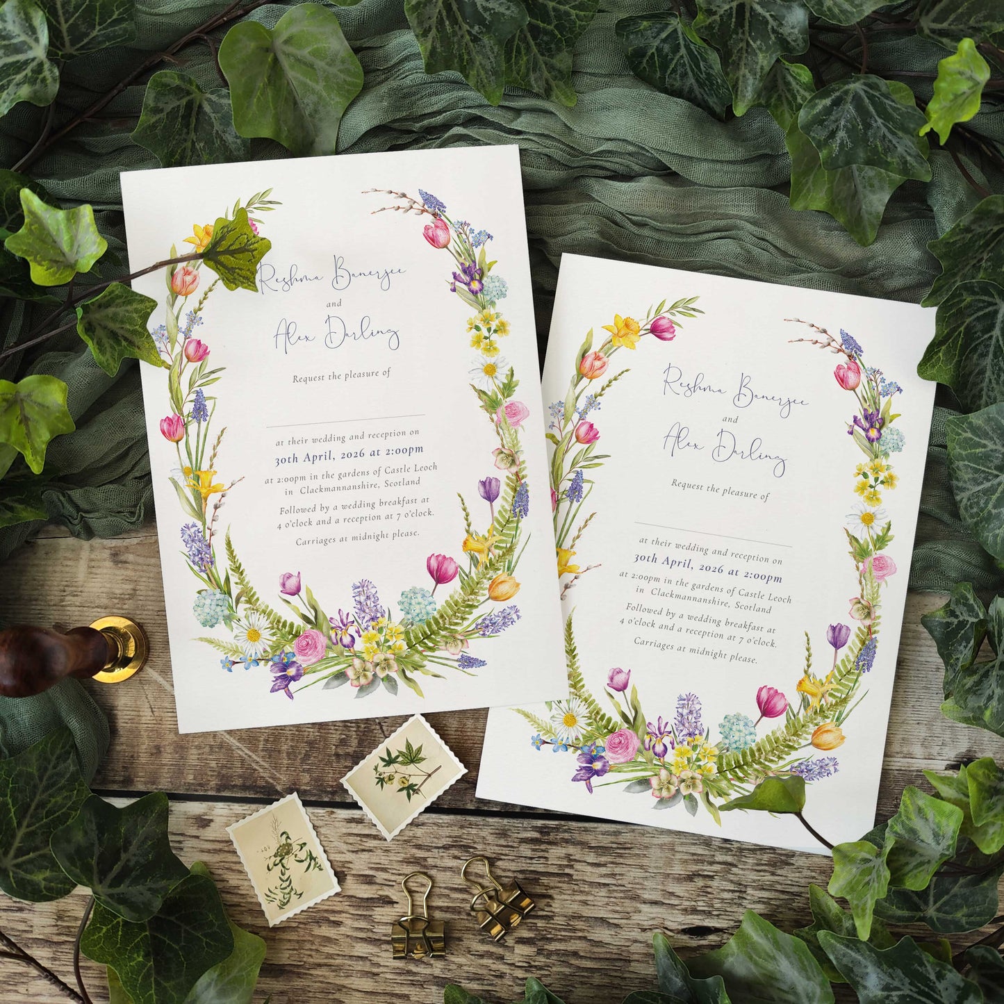 Spring Flowers A5 Invitation