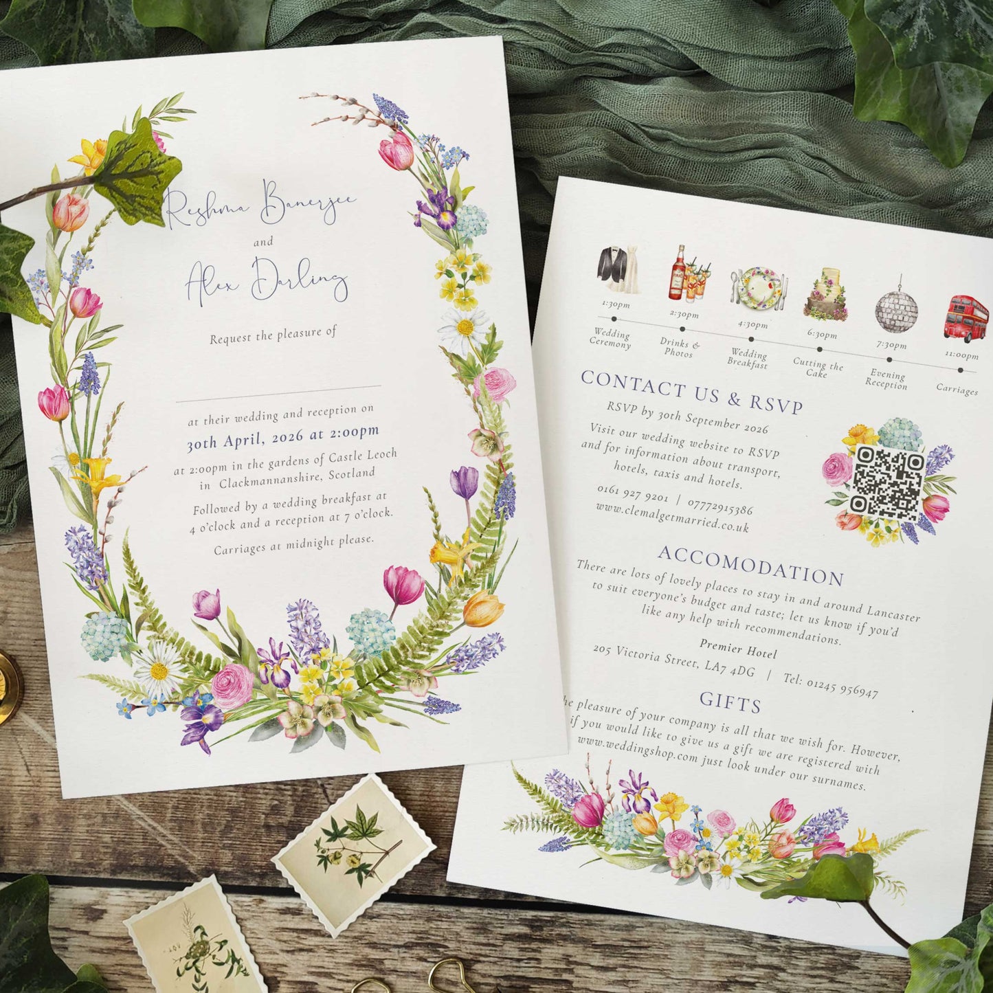 Spring Flowers A5 Invitation