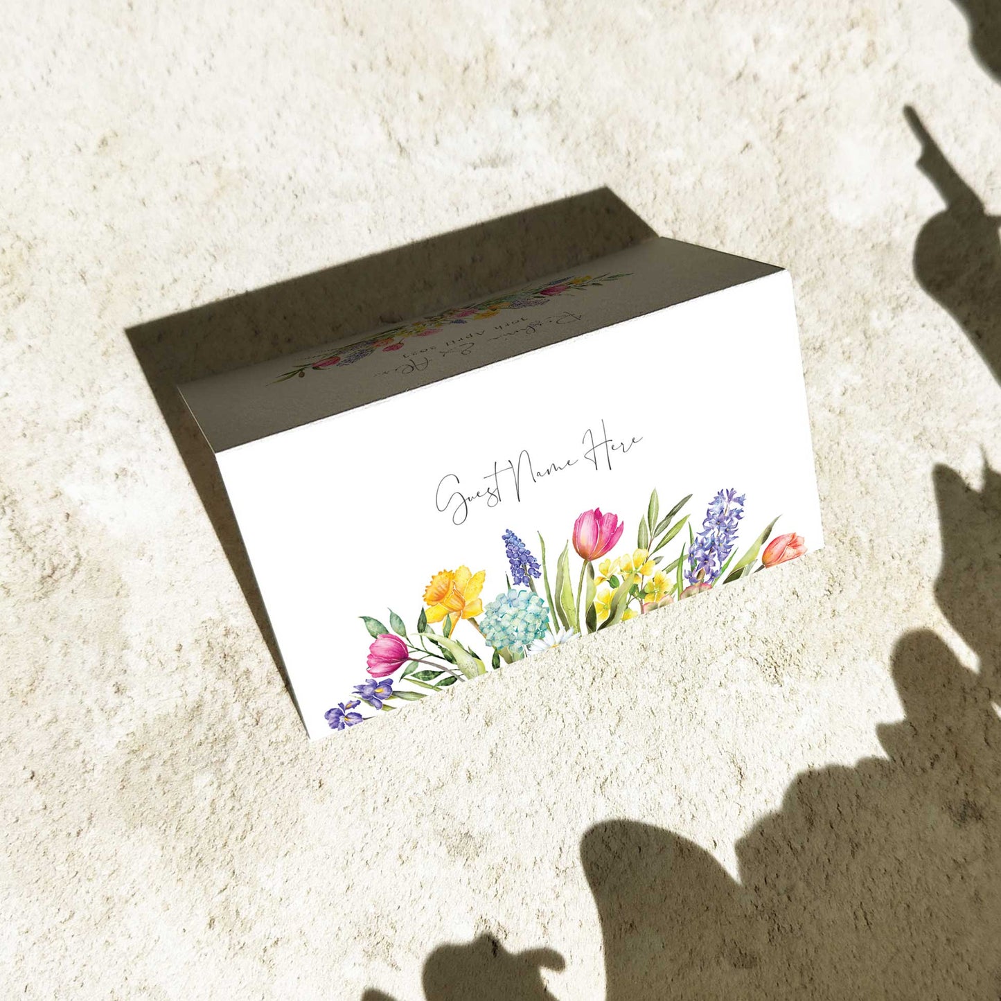 Spring Flowers Folded Place Cards
