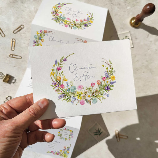 Spring Flowers Portrait Concertina Invitation