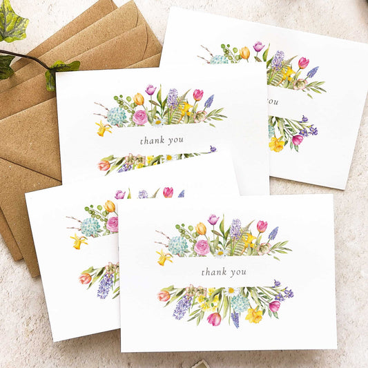 Spring Flowers Thank You Cards
