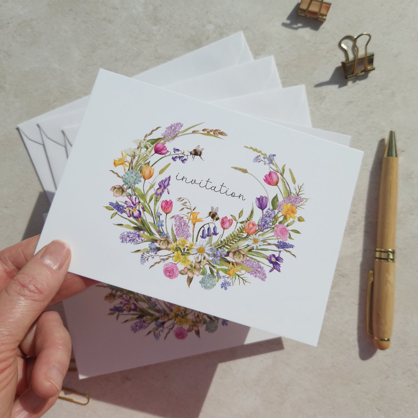 10 x Spring Flowers Ready To Write Invitations