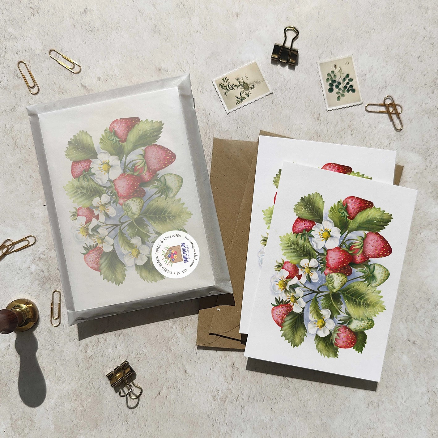 Strawberry Note Cards & Envelopes
