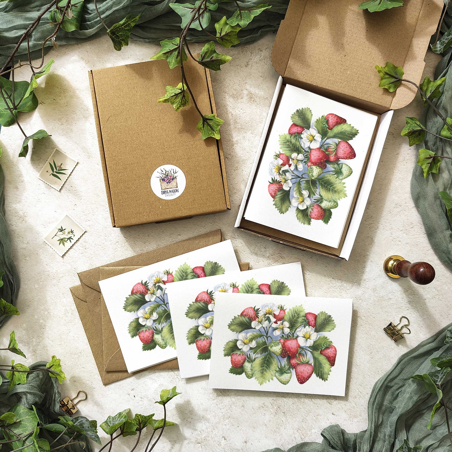 Strawberry Note Cards & Envelopes