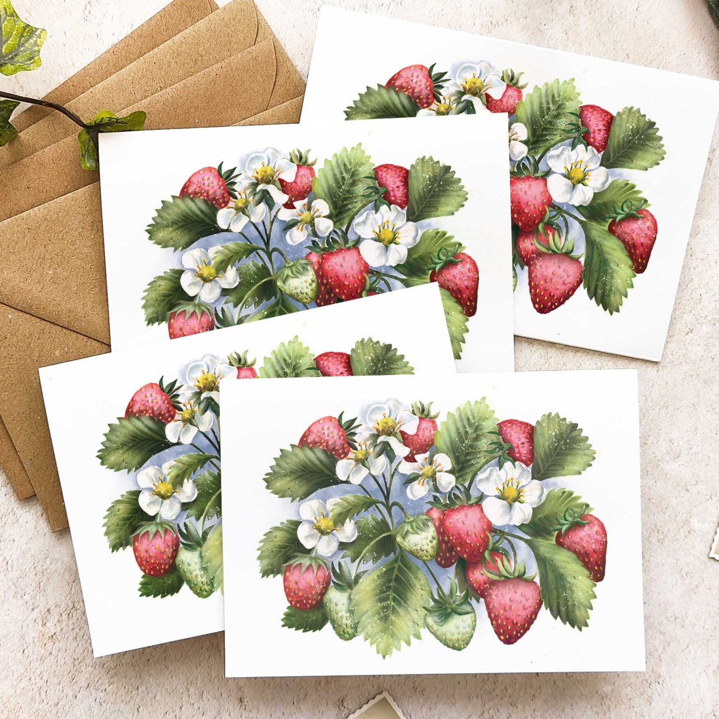 Strawberry Note Cards & Envelopes