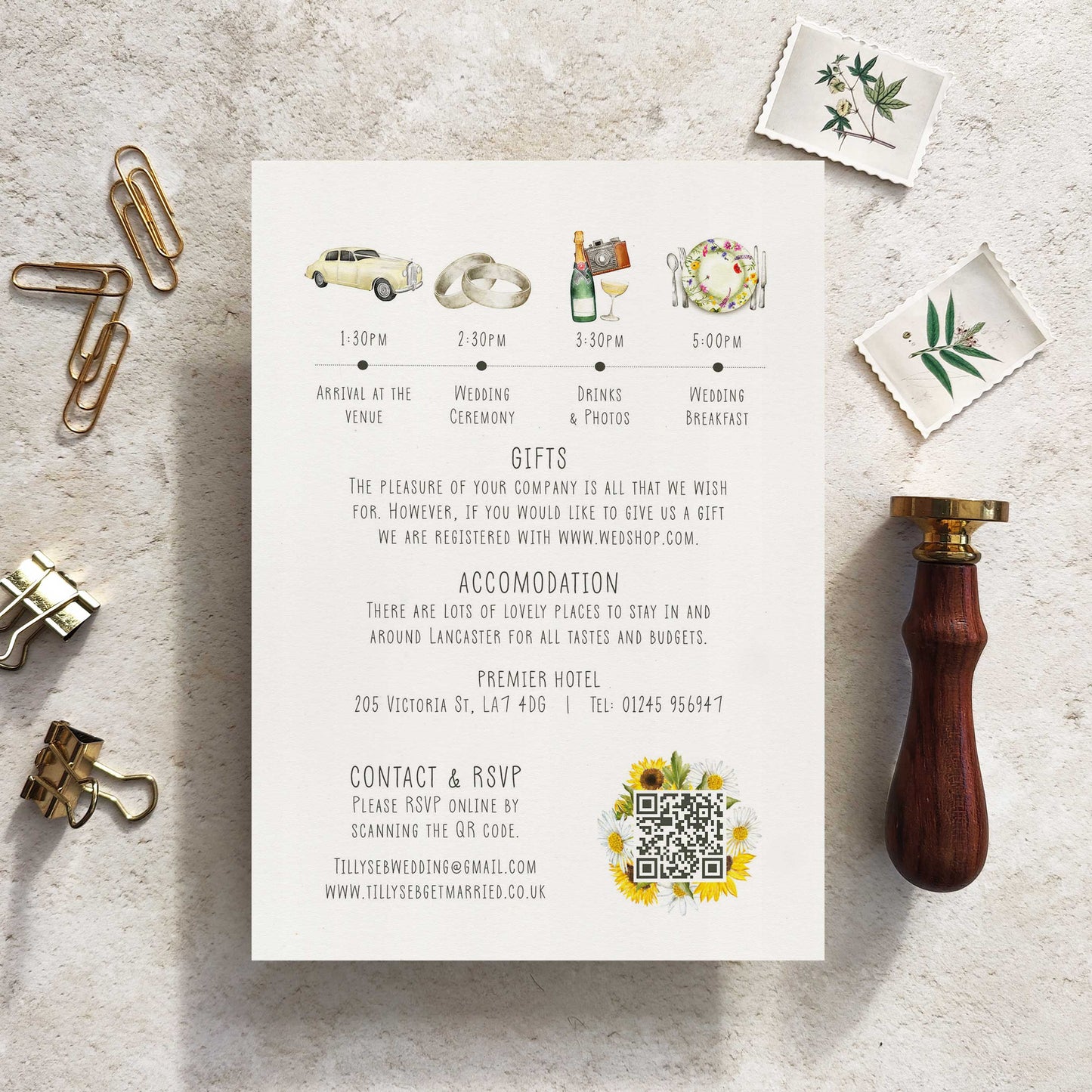 Sunflowers & Daisies Evening Invitation