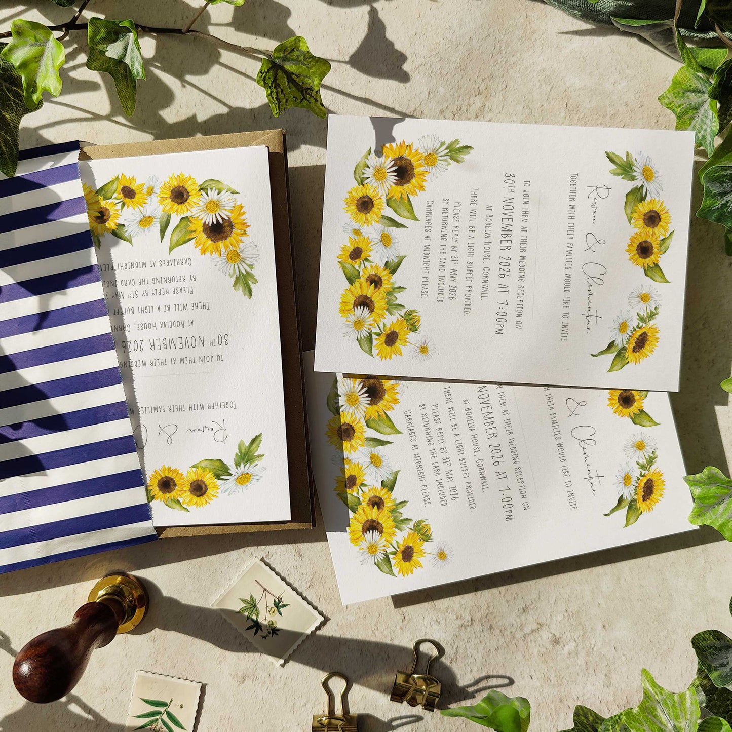 Sunflowers & Daisies Evening Invitation