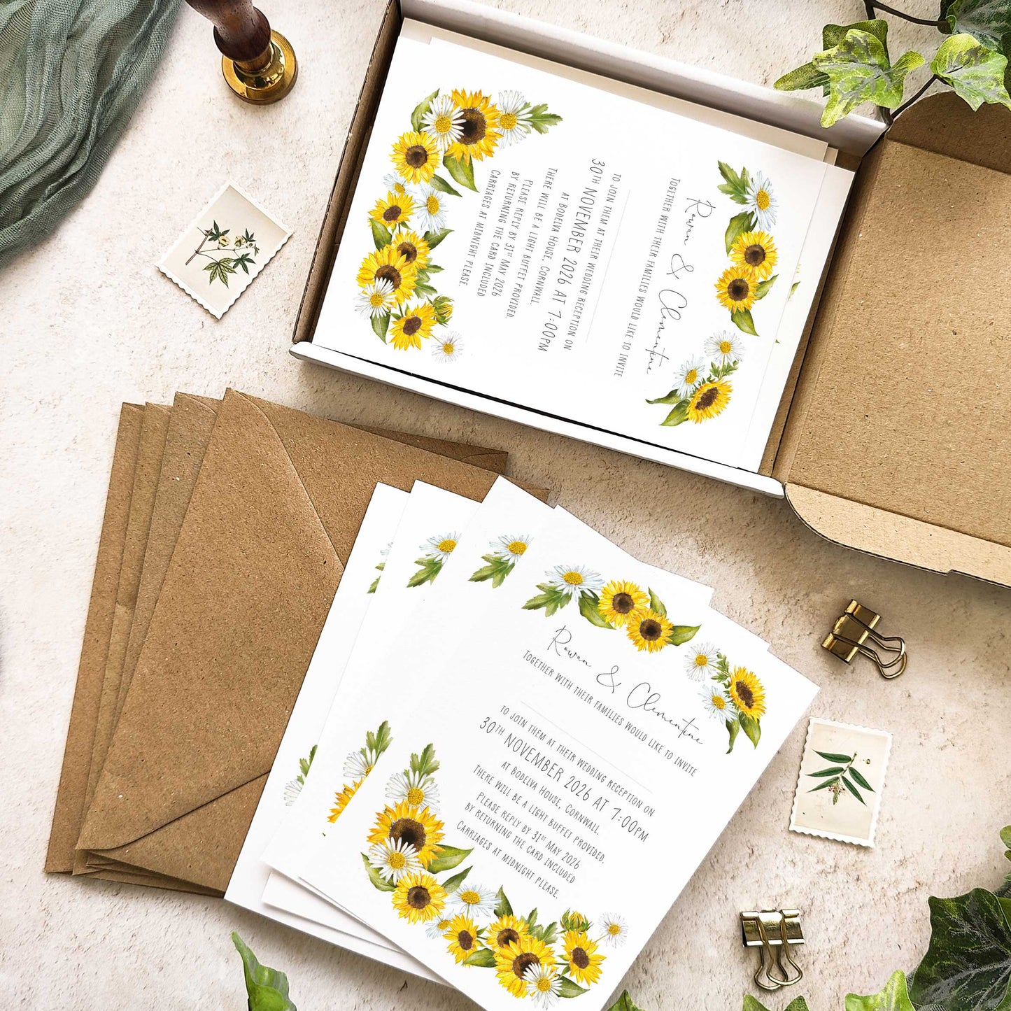 Sunflowers & Daisies Evening Invitation