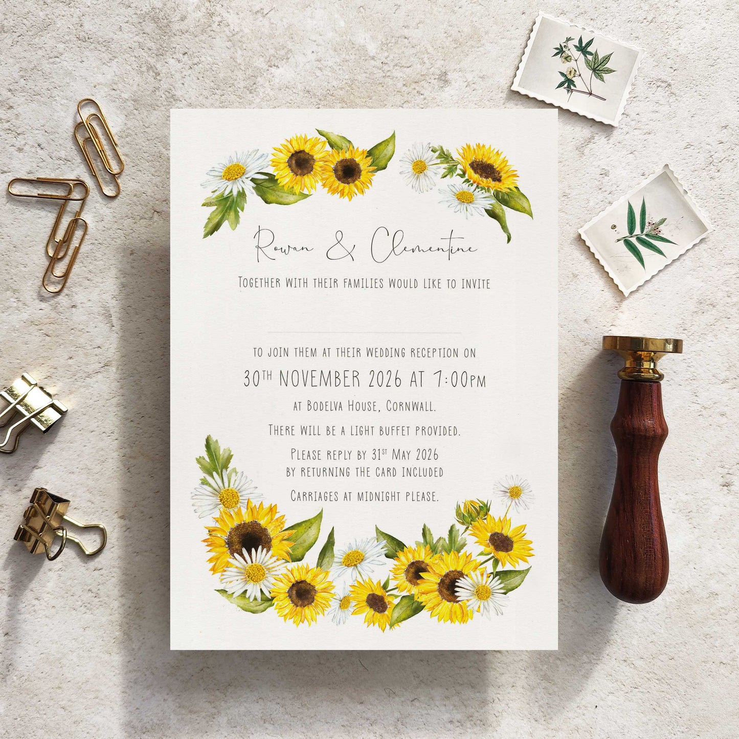 Sunflowers & Daisies Evening Invitation