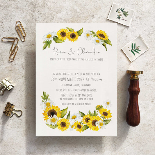 Sunflowers & Daisies Evening Invitation