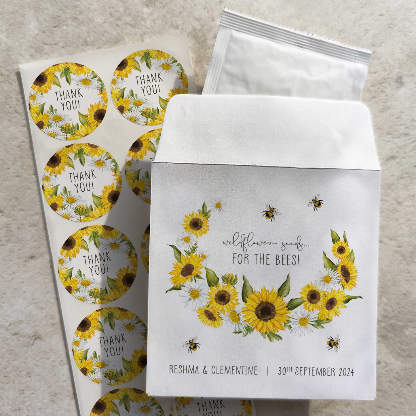 Sunflowers & Daisies Seed Packet Favours (Pack of 10)