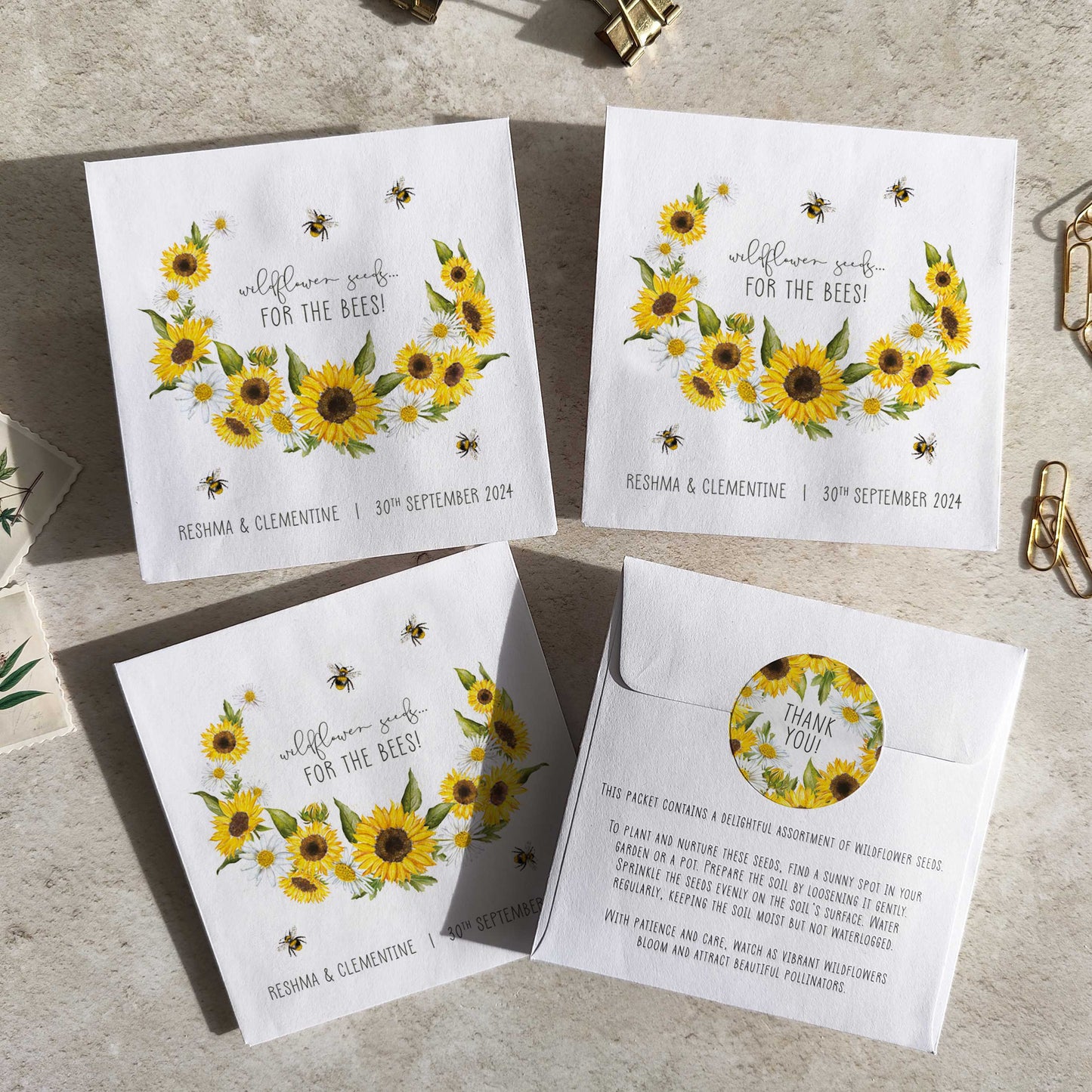 Sunflowers & Daisies Seed Packet Favours (Pack of 10)