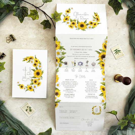 Sunflowers & Daisies Concertina Invitation