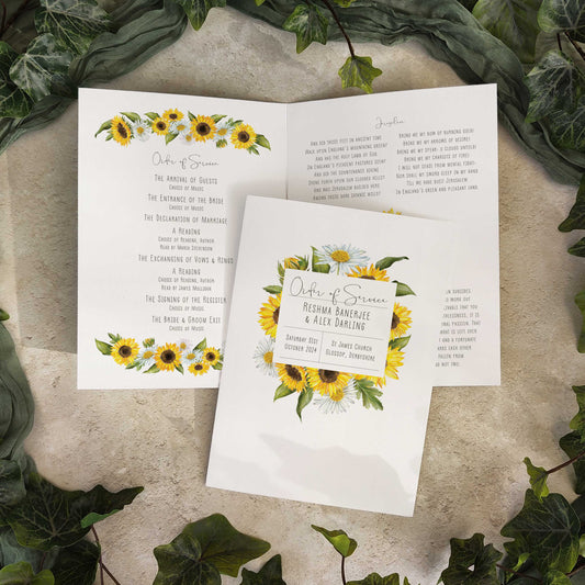 Sunflowers & Daisies Order of Service Card