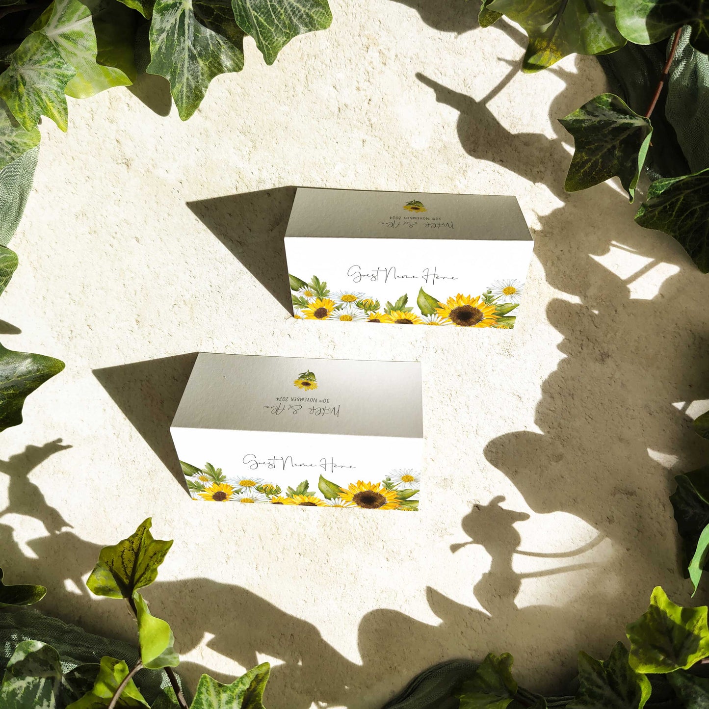Sunflowers & Daisies Folded Place Cards