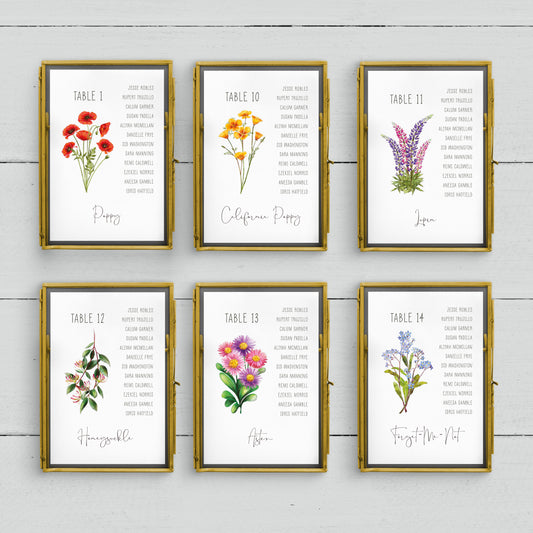 Wildflower Meadow A5 Table Plan Cards