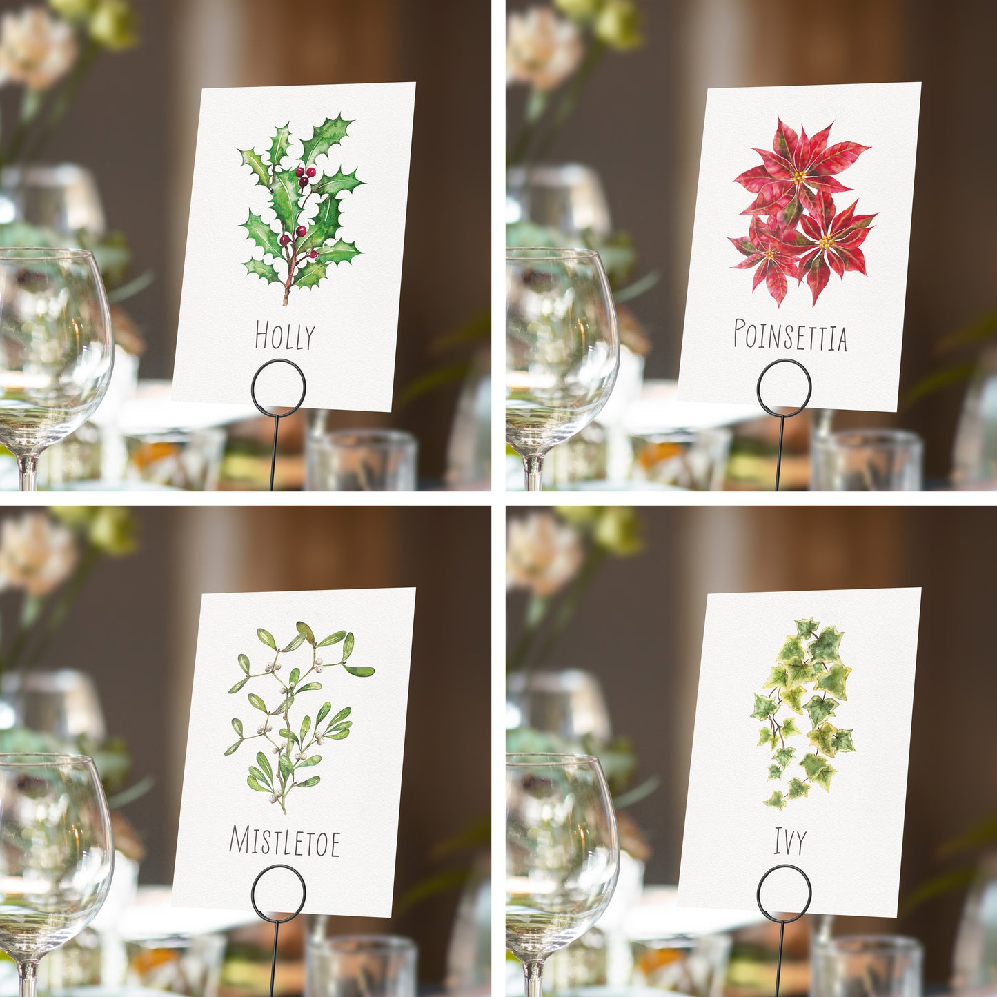 Christmas Watercolour Table Name Cards