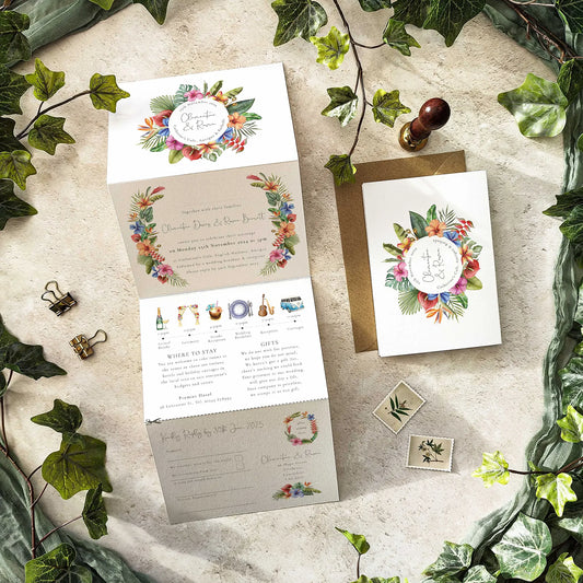 Tropical Concertina Invitation