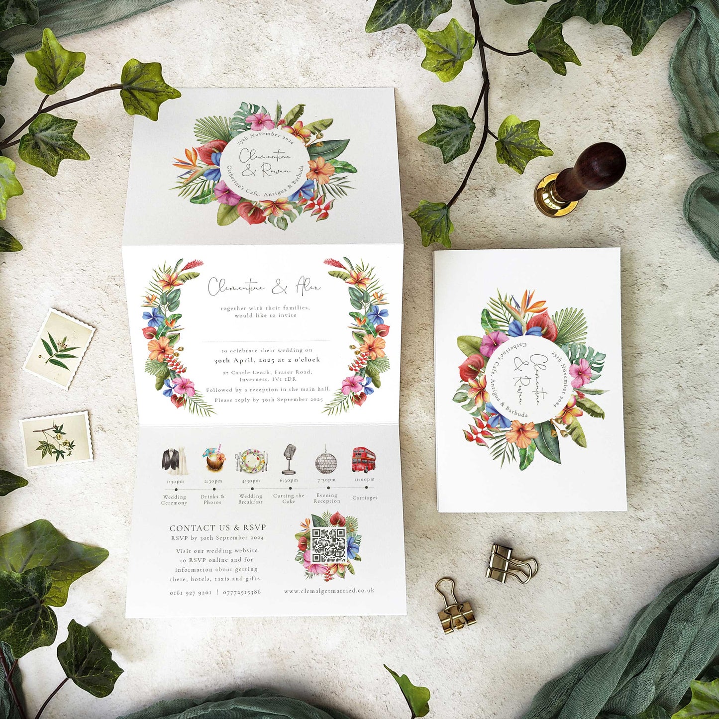 Tropical Concertina Invitation