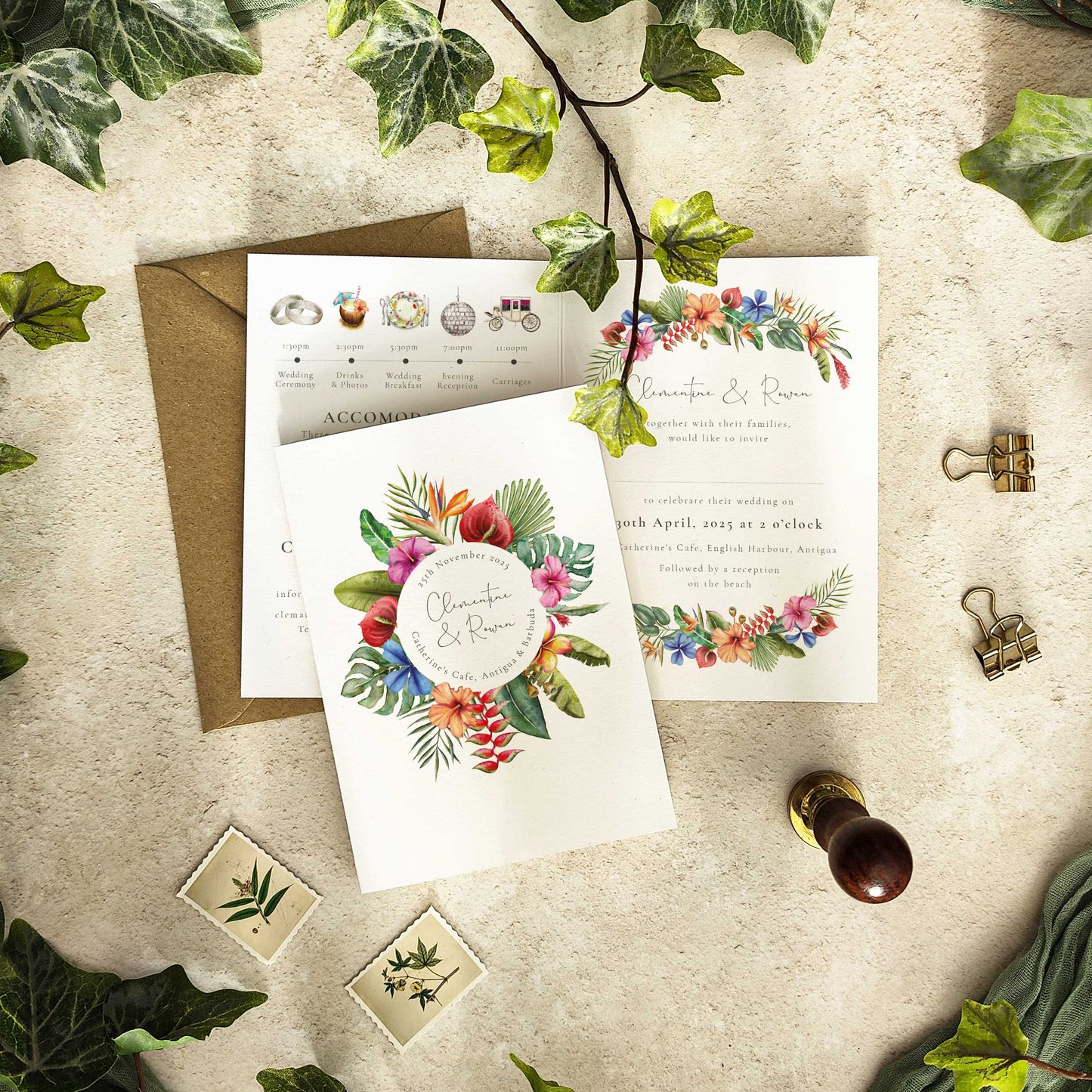 Tropical Floral Folded A6 Invitation